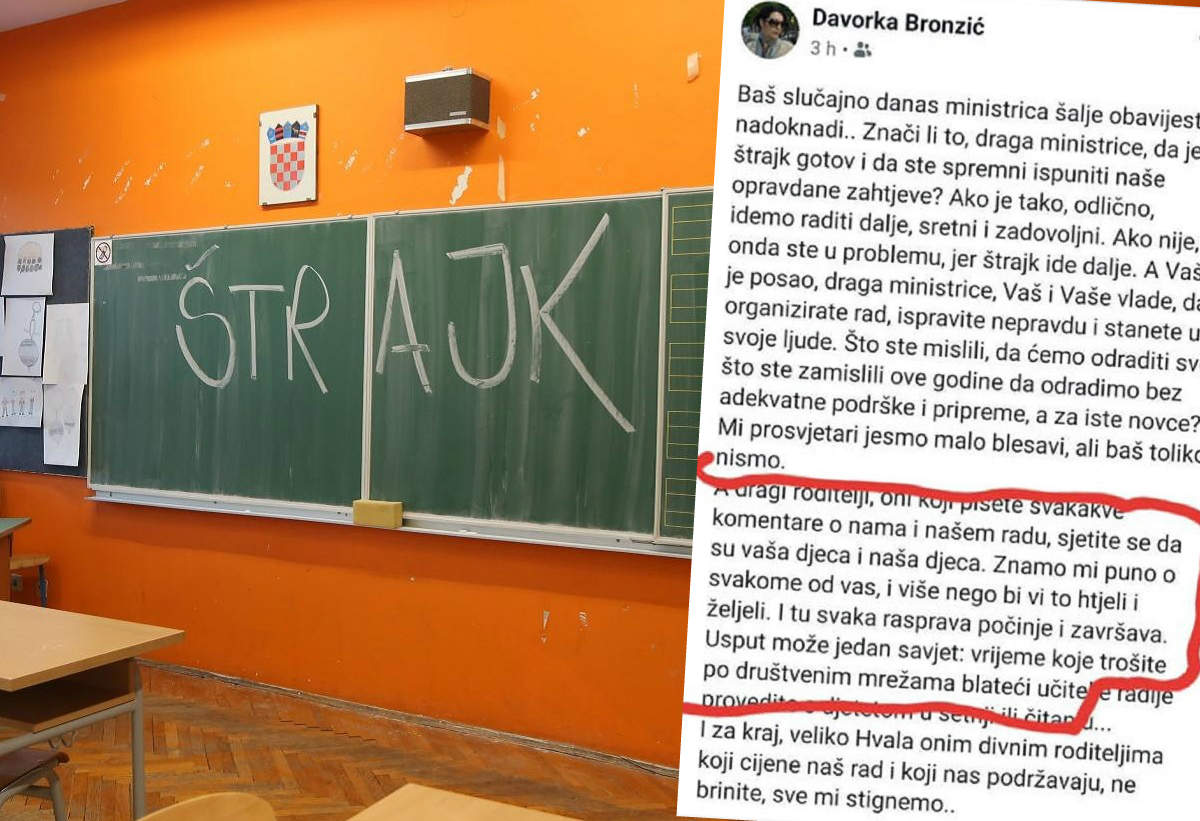 Učiteljica i sindikalna povjerenica roditeljima: Znamo mi puno o svakom od vas