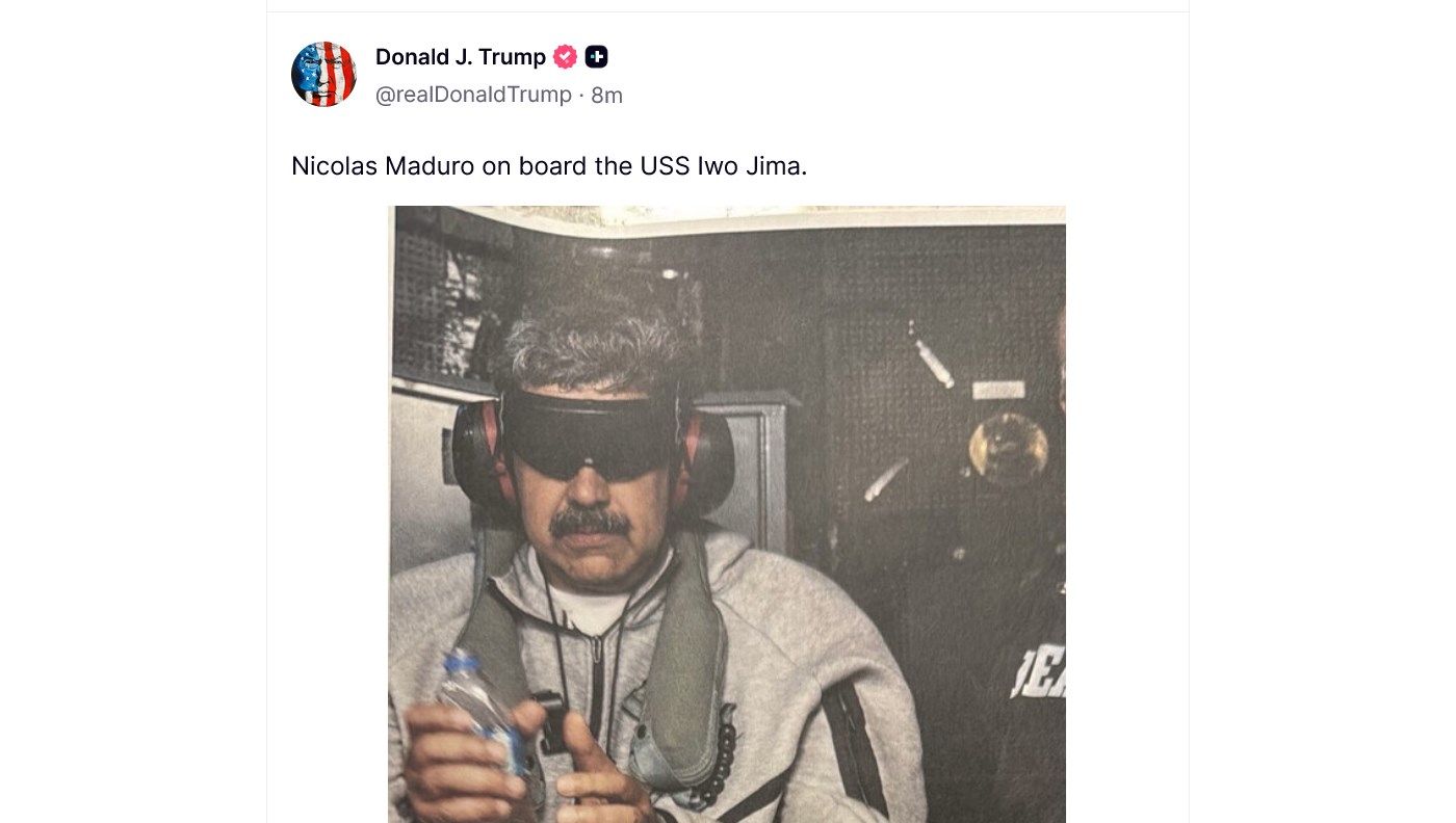 FOTO Trump objavio sliku uhićenog Madura