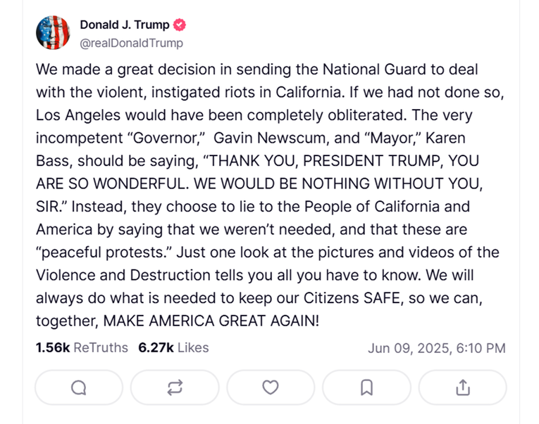 Trump: Da nismo poslali Nacionalnu gardu, LA bi bio sravnjen sa zemljom