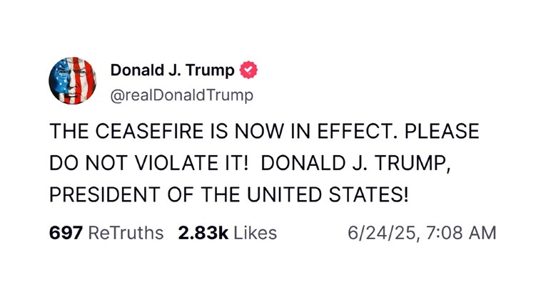 Trump: PRIMIRJE JE SADA NA SNAZI. MOLIM VAS DA GA NE KRŠITE! 