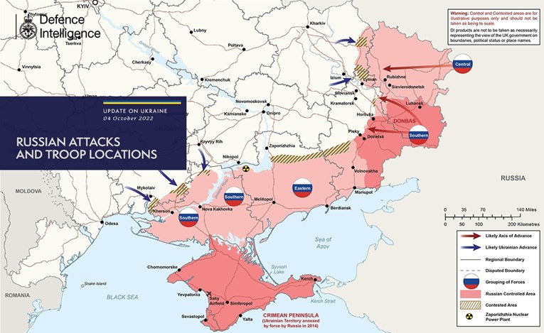 FOTO Britanci objavili novu ratnu kartu Ukrajine