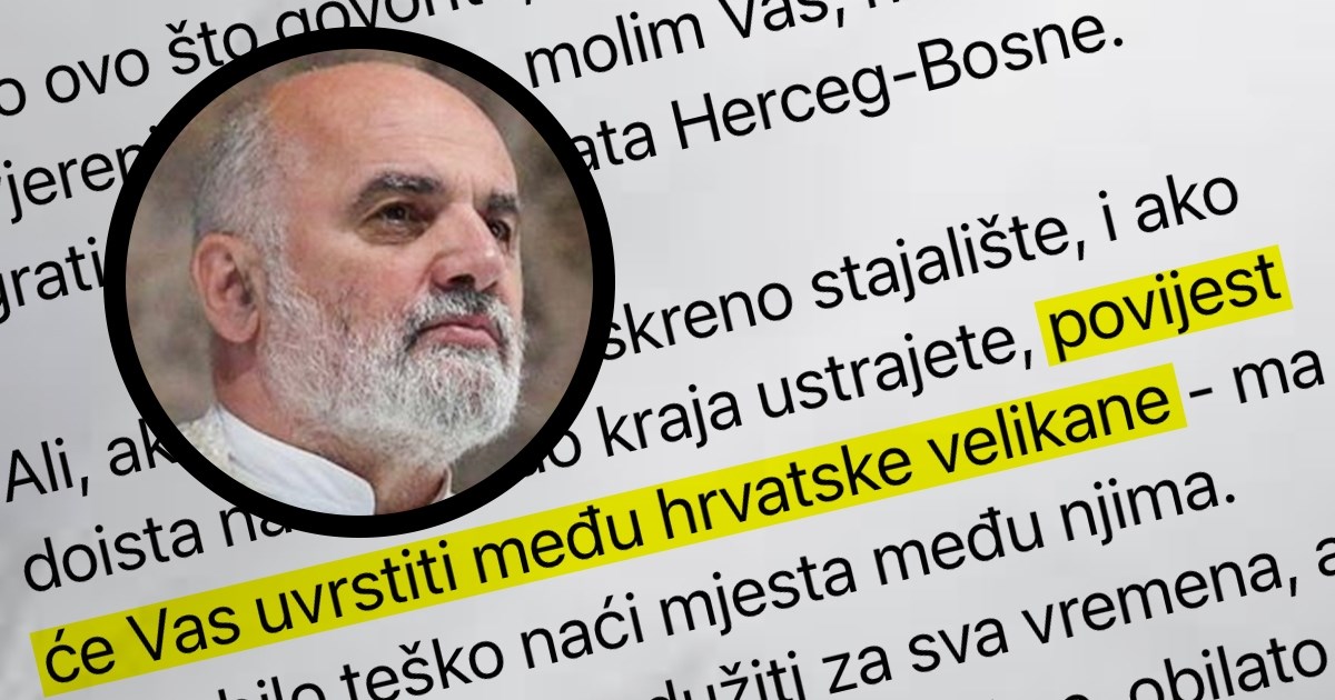 Šatoraški pop Milanoviću: Ako je ovo vaše stajalište, bit ćete velikan povijesti