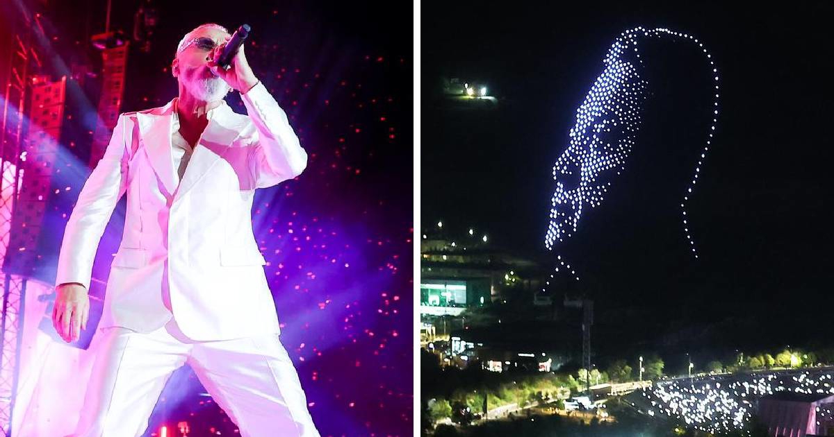 VIDEO Dronovi iznad Sarajeva stvorili Bešlićev lik dok je Merlin pjevao njihov duet