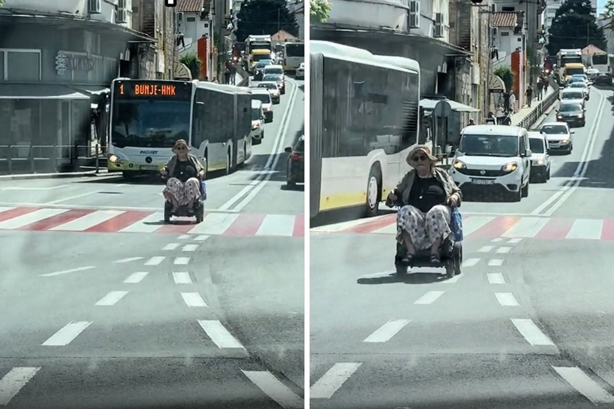 Snimka iz Splita je hit: Baka u kolicima vozila se cestom, iza nje kolona