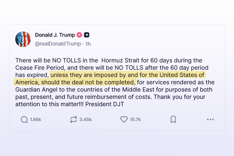 Trump prijeti uvođenjem naplate prolaza u Hormuškom tjesnacu ako se ne postigne dogovor