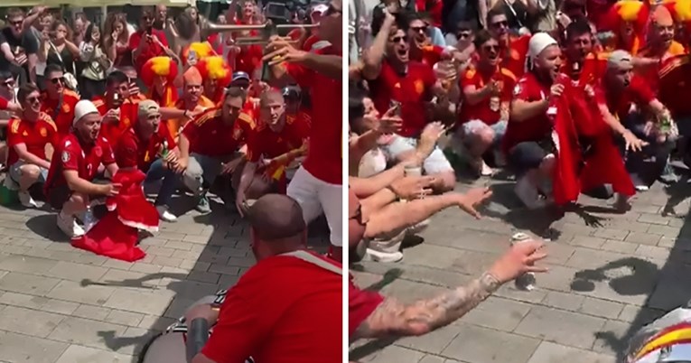 VIDEO Albanski navijač zalutao među Španjolce. Evo kako je završilo