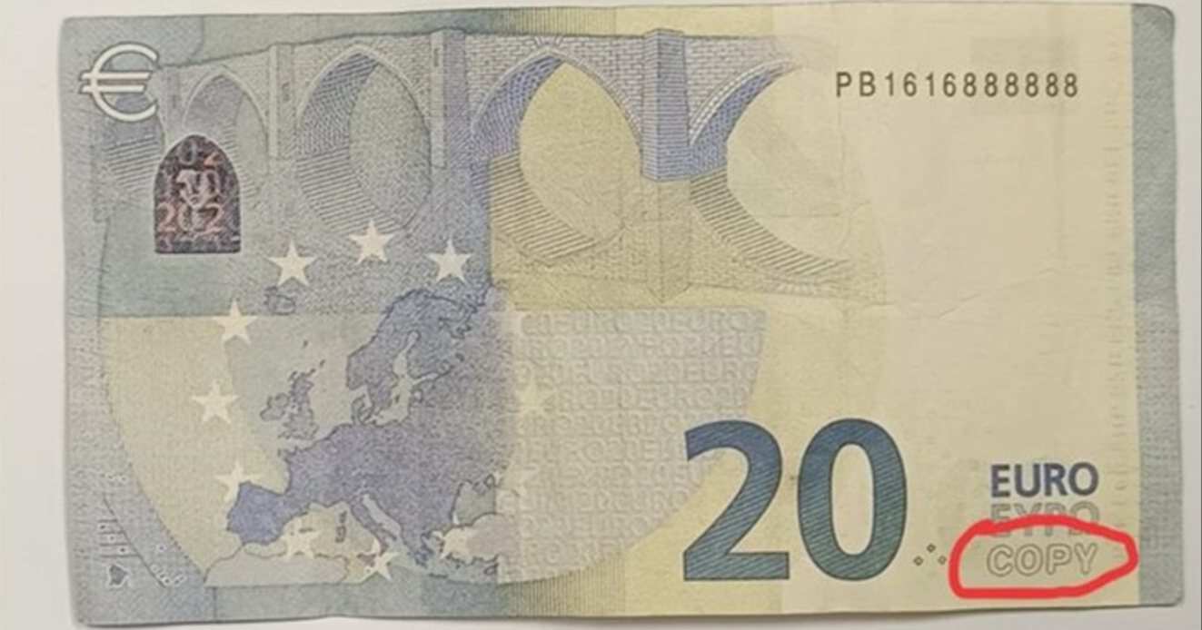 Blagajnica u Čakovcu uočila lažnu novčanicu od 20 eura. To je bio filmski rekvizit