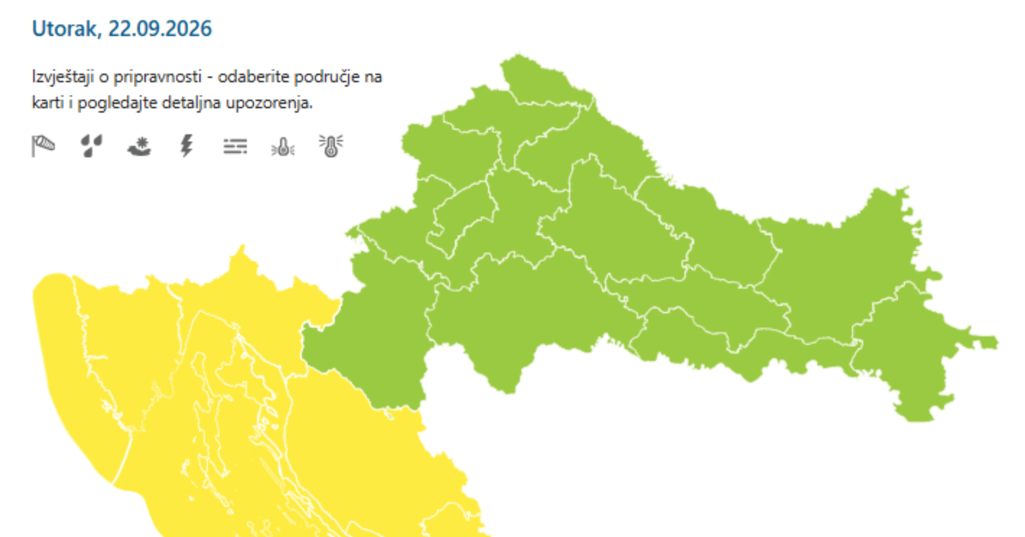 DHMZ od danas mijenja upozorenja. Izdavat će ih za svaku županiju