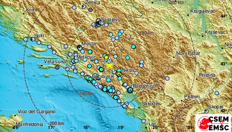 Potres u Crnoj Gori, osjetio se u Hrvatskoj. Magnituda je 4.3