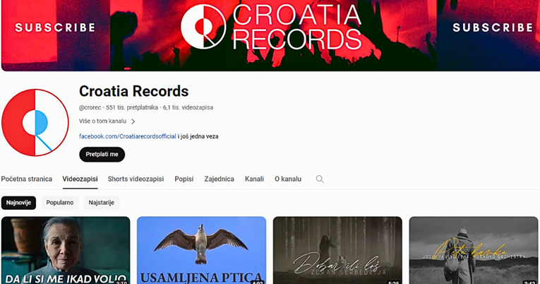 Vraćen YouTube kanal Croatia Recordsa