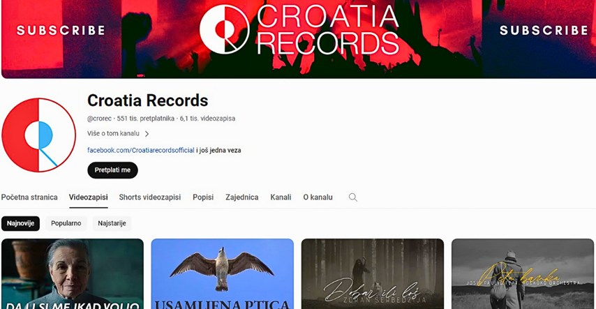 Vraćen YouTube kanal Croatia Recordsa