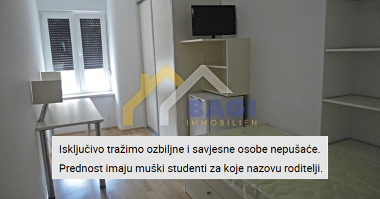 Oglas za sobu u Zagrebu privukao pažnju: "Prednost studentima za koje zovu roditelji"