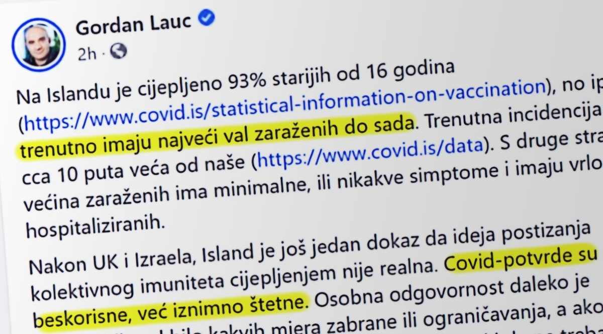 Lauc: Nećemo postići kolektivni imunitet cijepljenjem, a covid-potvrde su jako štetne