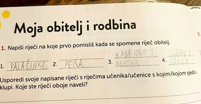 Učenici u Dalmaciji imali zadatak o obitelji, jedan odgovor oduševio je internet