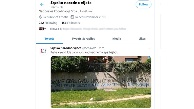 Još jedna poruka mržnje prema Srbima osvanula u Zagrebu