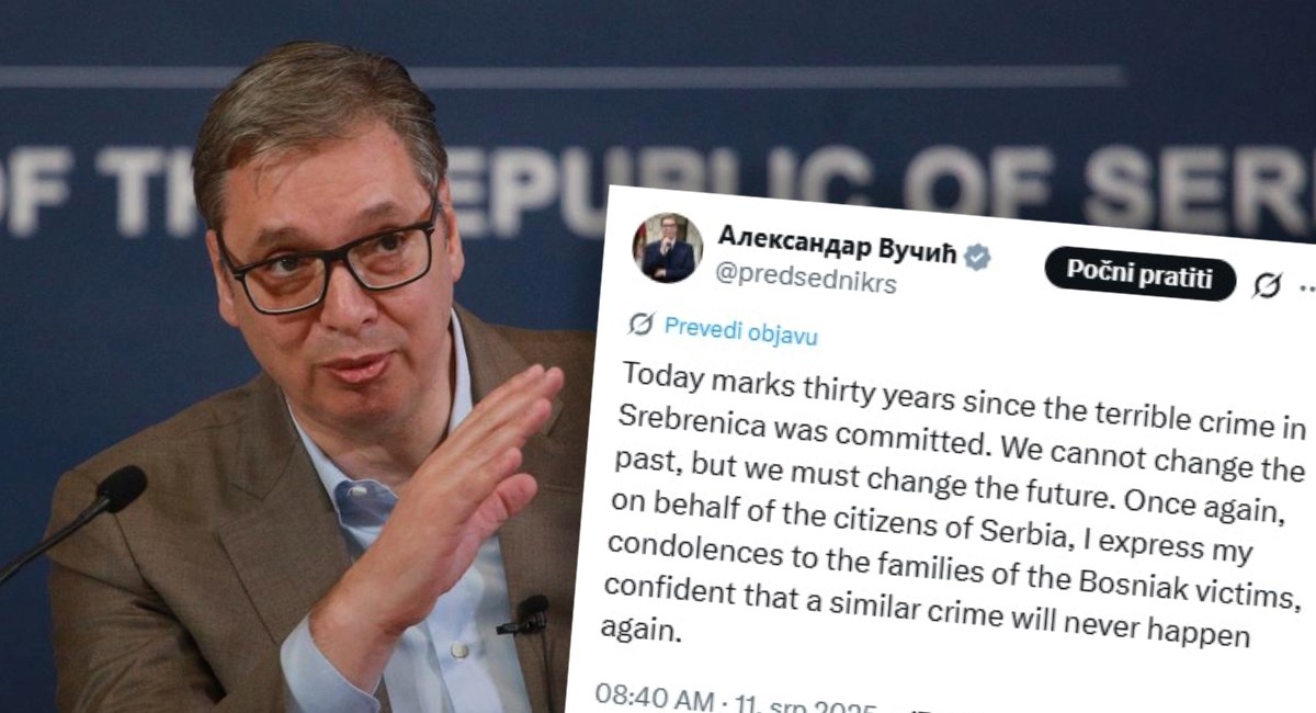 Vučić izrazio sućut obiteljima žrtava iz Srebrenice. Na engleskom jeziku