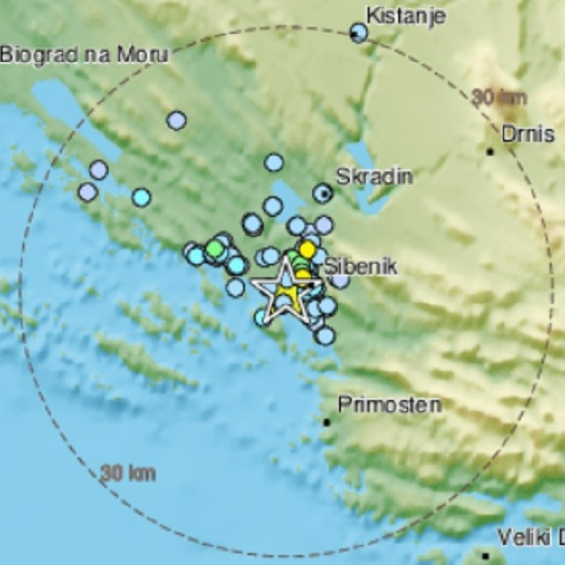 Potres od 2.6 u Dalmaciji, epicentar kod Šibenika