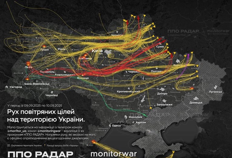 Objavljena karta,  pogledajte koliko je ruskih dronova ušlo u Poljsku