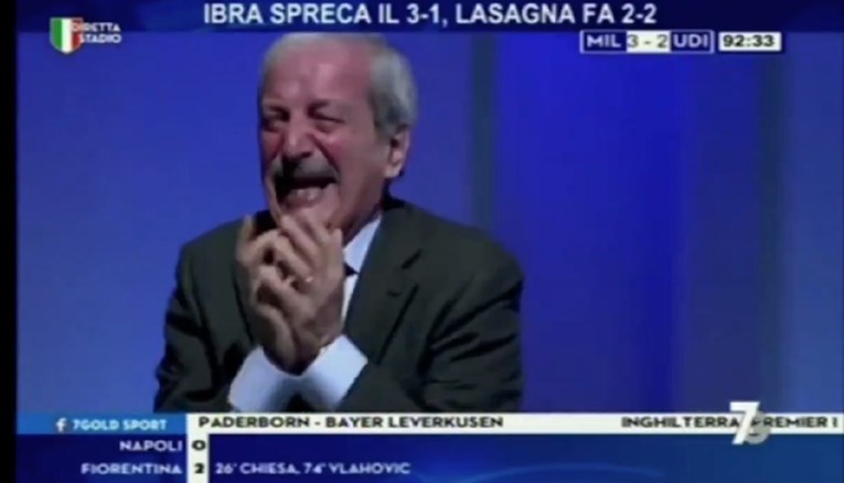 Poznati talijanski voditelj je nakon Rebićevog gola zaplakao i trčao po studiju