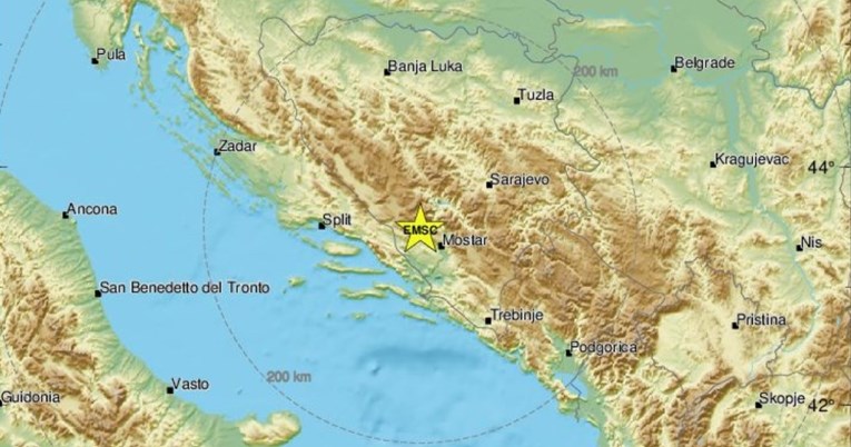 Potres kod Mostara magnitude 4.9, osjetio se u Splitu i Dubrovniku