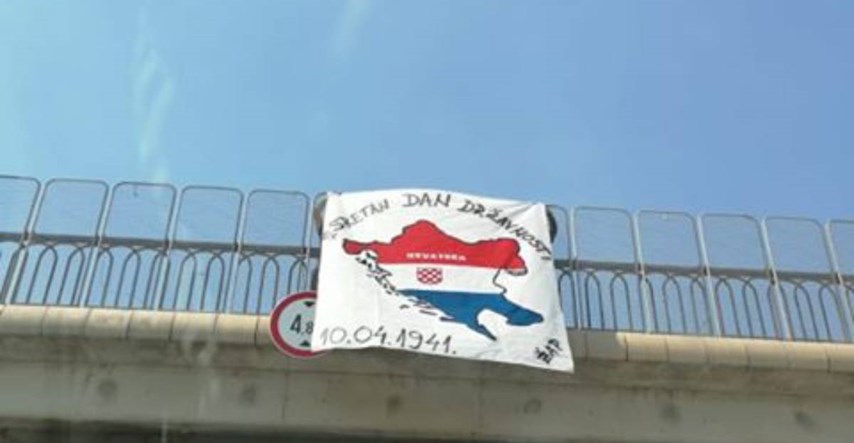FOTO U Splitu transparent koji slavi dan osnivanja NDH