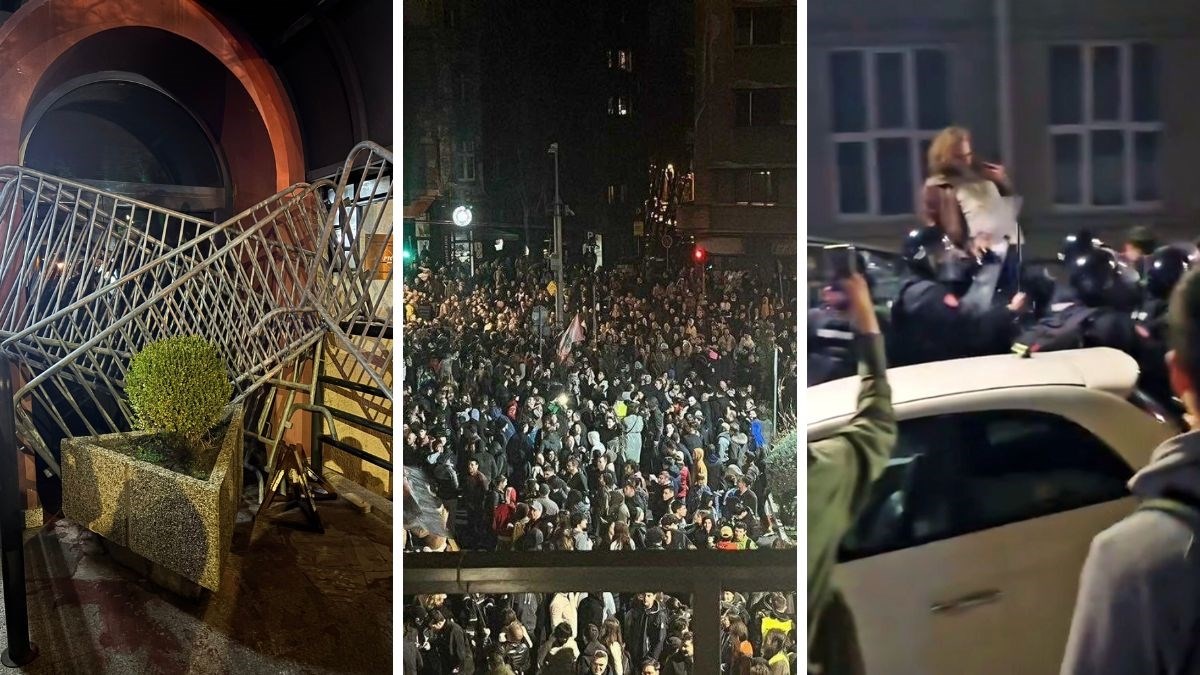 VIDEO Studenti blokirali zgradu RTS-a, zabarikadirali ulaze. Žandarmerija ih tukla