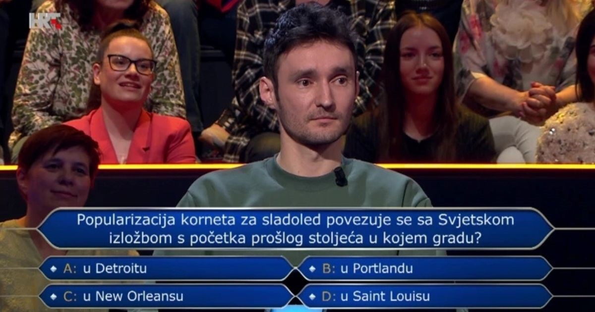 Tomislav odustao na pitanju o kornetu za sladoled. Biste li vi znali odgovor?