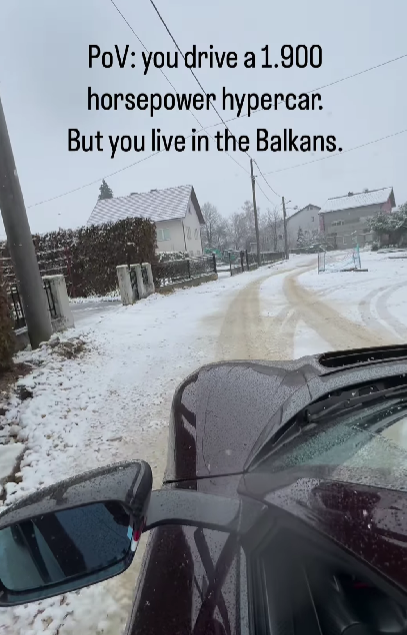 Mate Rimac snimao kako vozi po snijegu uz hit Mile Kitića: "1900 konja na Balkanu"