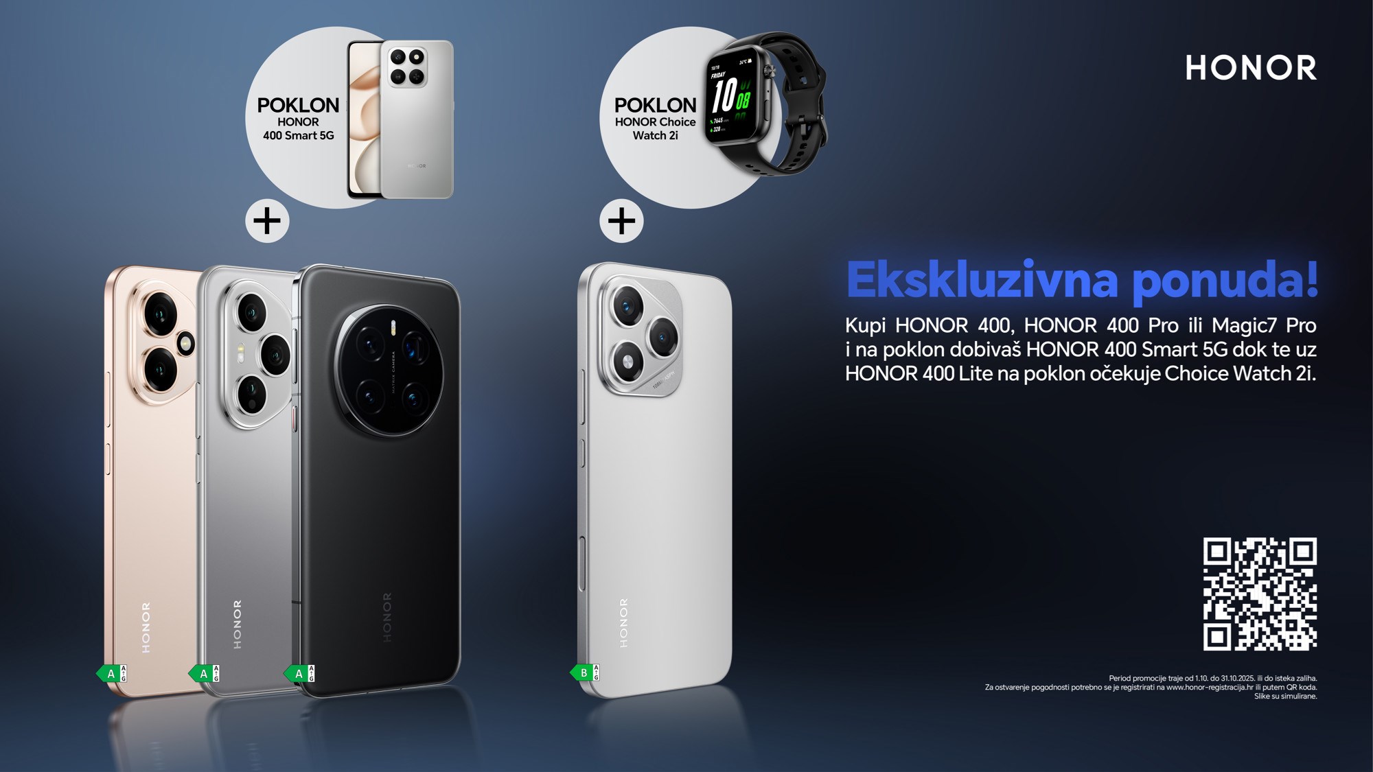 Opremi se HONOR pametnim telefonom uz dodatni telefon ili pametni sat na poklon