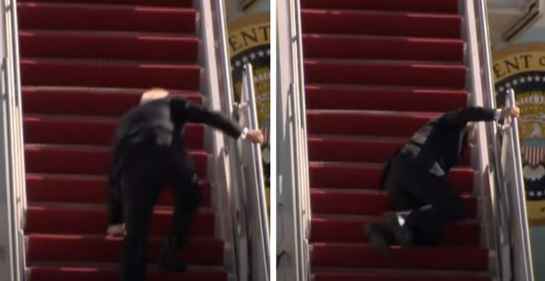 VIDEO Joe Biden trčao uz stepenice aviona pa tri puta pao pred kamerama