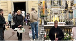 Kolinda poslala uskrsnu čestitku iz Ukrajine. Pozirala s košaricom ispred crkve