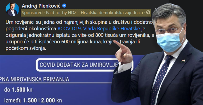 Plenković kaže da ne kupuje umirovljenike uoči izbora. Pogledajte mu oglas na profilu