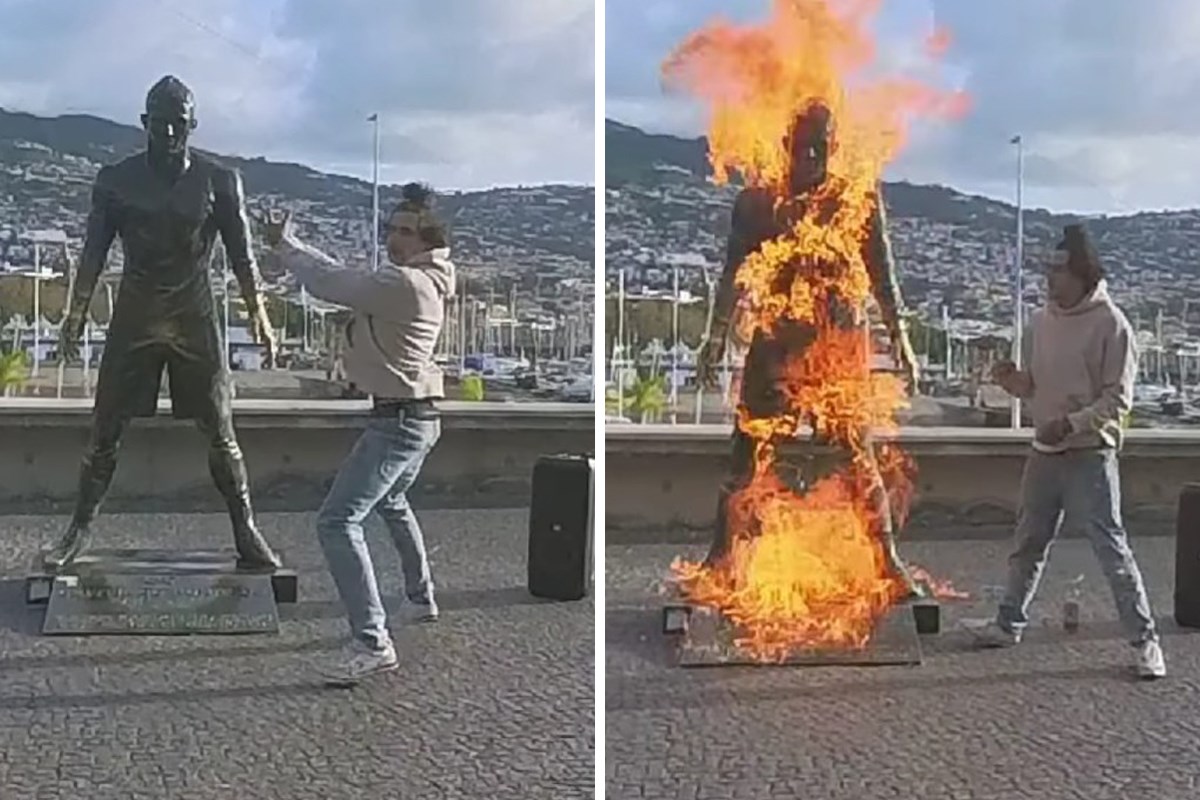 VIDEO Zapaljen kip Cristiana Ronalda. Vandal: "Ovo je zadnje Božje upozorenje"