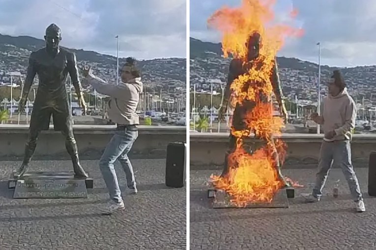VIDEO Zapaljen kip Cristiana Ronalda. Vandal: "Ovo je zadnje Božje upozorenje"