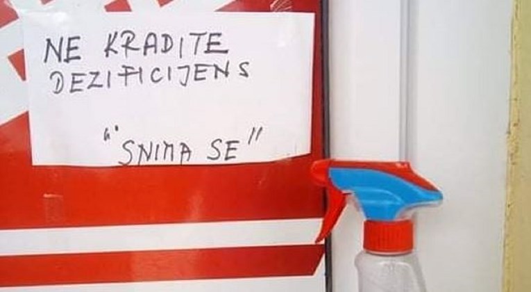 Fotka dezinficijensa iz Dalmacije postala hit na Fejsu zbog poruke lopovima