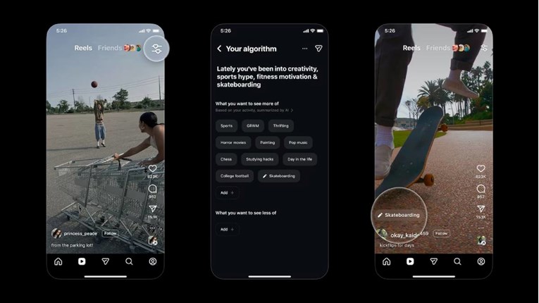 Instagram od danas uvodi opciju "Vaš algoritam" za kontrolu sadržaja