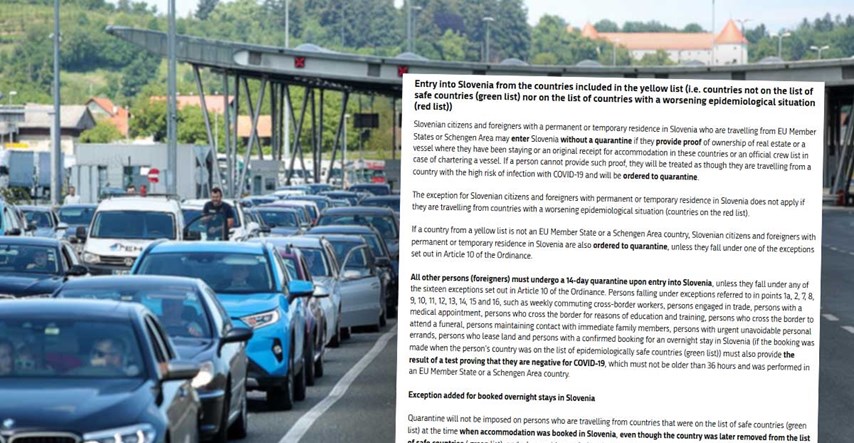 New instructions for entry into Slovenia; Croats in transit don't need COVID-19 test