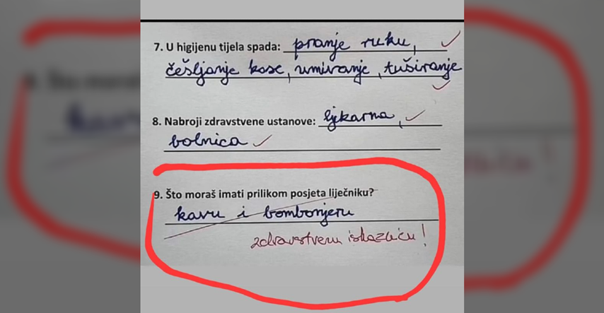"Što moraš imati prilikom posjeta liječniku?": Odgovor učenika nasmijao Hrvatsku