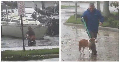 Ovaj čovjek skočio je u more kako bi spasio psa usred oluje uragana Ian