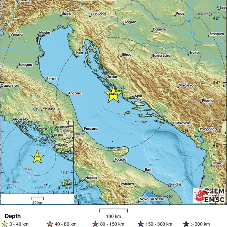 Potres jačine 3,1 zatresao šibensko područje. Epicentar zabilježen u moru