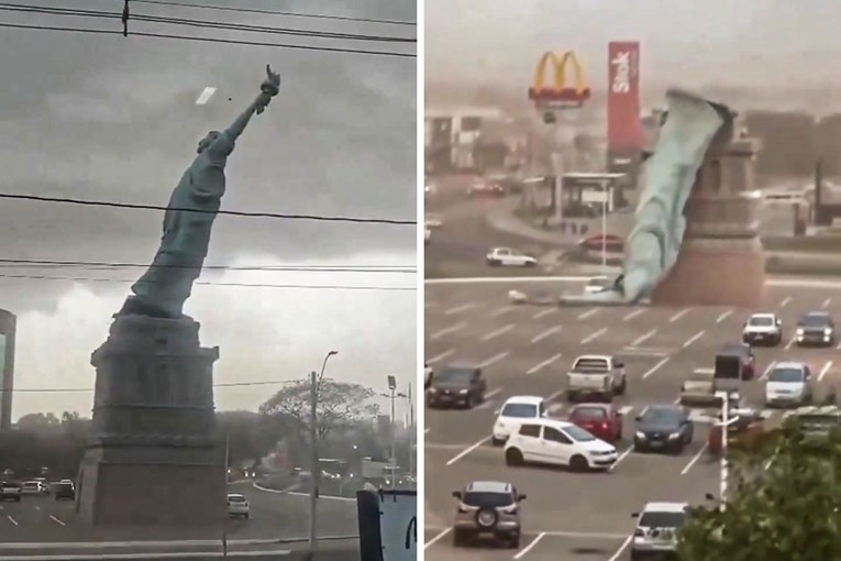 Jak vjetar u Brazilu srušio repliku Kipa slobode visoku 35 metara. Pogledajte video