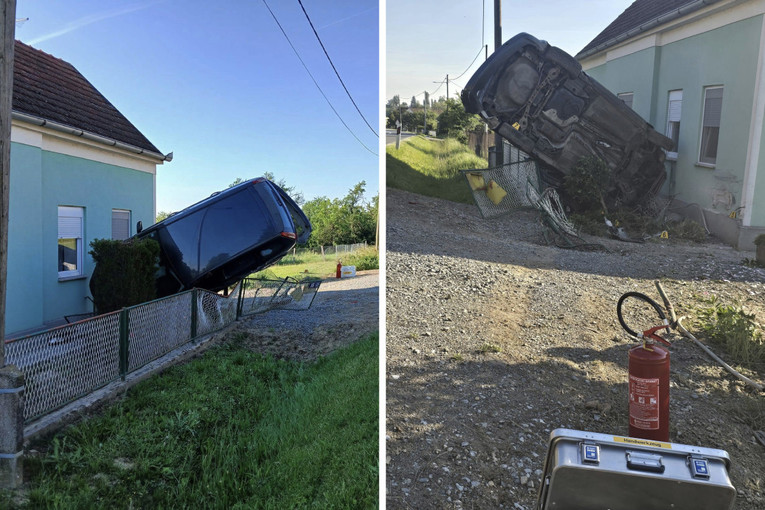 FOTO Pogledajte gdje je završio auto nakon nesreće. Vozačica sama izašla iz vozila