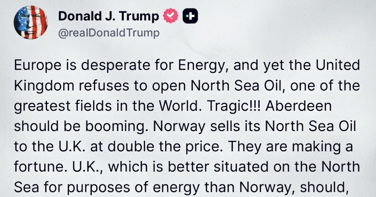 Trump: Europa očajnički treba energiju. UK treba BUŠITI, BABY, BUŠITI