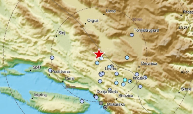 Jutros u 8:30 potres jačine 2.9 kod Imotskog