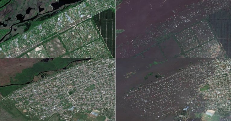 FOTO Grad u Ukrajini potpuno nestao pod vodom. Ovo su snimke prije mjesec dana i sada