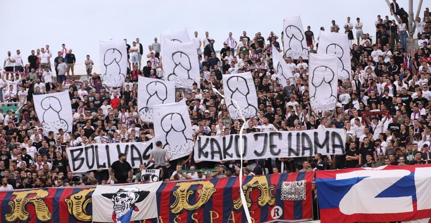 Torcidinih 11 penisa na transparentu igračima Hajduka: Boli vas ku*ac kako je nama