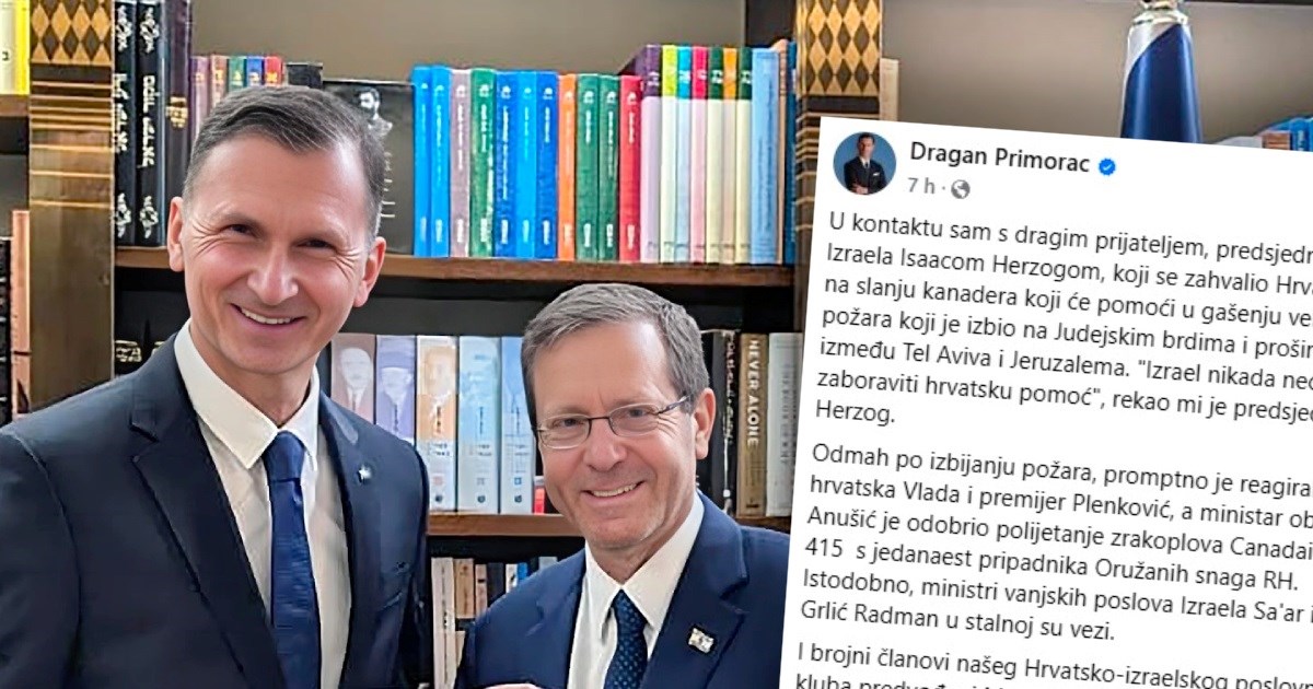 Primorac: U kontaktu sam s predsjednikom Izraela, zahvalio je na kanaderu