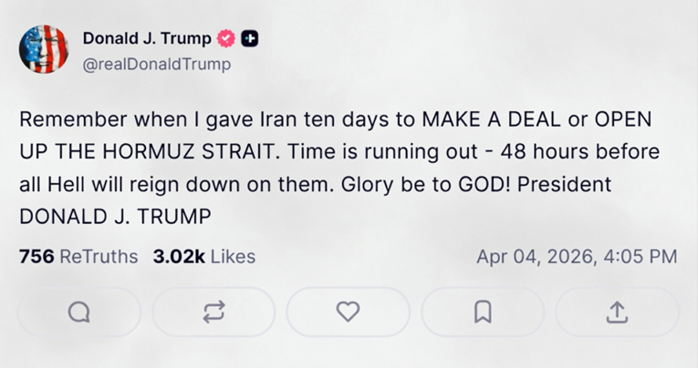 Trump: Iran ima 48 sati ili stiže pakao. Slava BOGU!