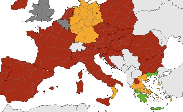 Objavljena nova karta stanja u EU, Hrvatska je cijela u crvenoj zoni