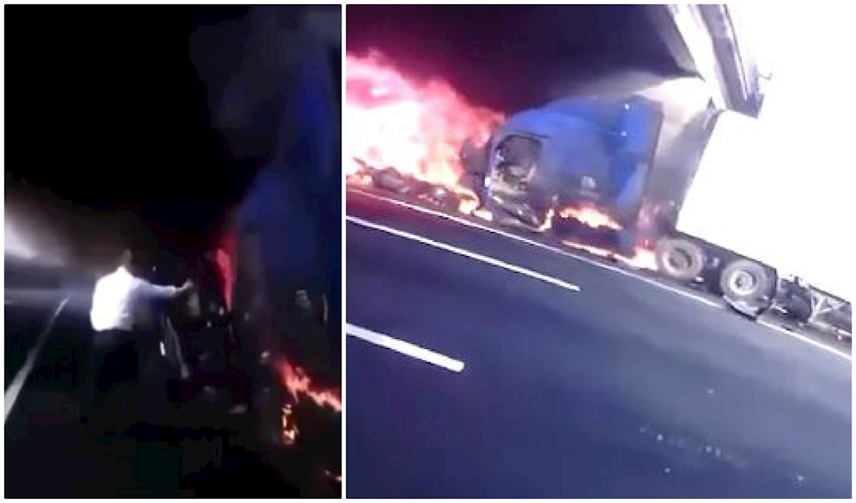 VIDEO Policajci izvukli vozača iz kabine neposredno prije eksplozije kamiona